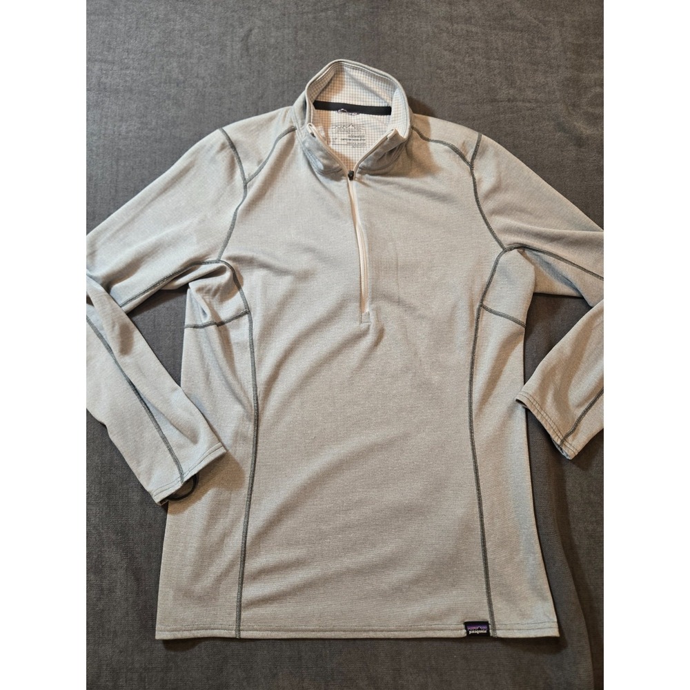 Patagonia Womens Midweight Capilene Base Layer Shirt Small Gray 1/4 Zip Pullover